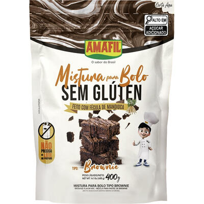 Mistura para Bolo Amafil Sem Glúten Brownie 400g