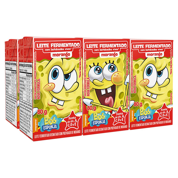 Leite Fermentado Elegê Bob Esponja Morango 480g