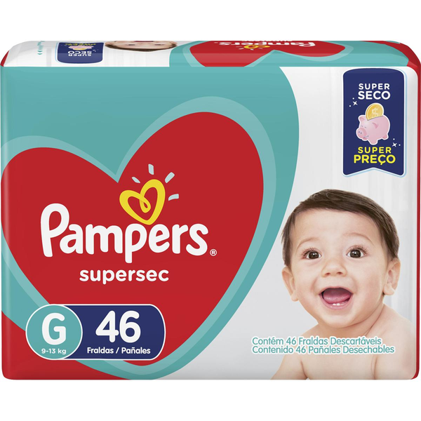 Fralda Pampers Supersec Hiper Tam. G - Com 46 Fraldas