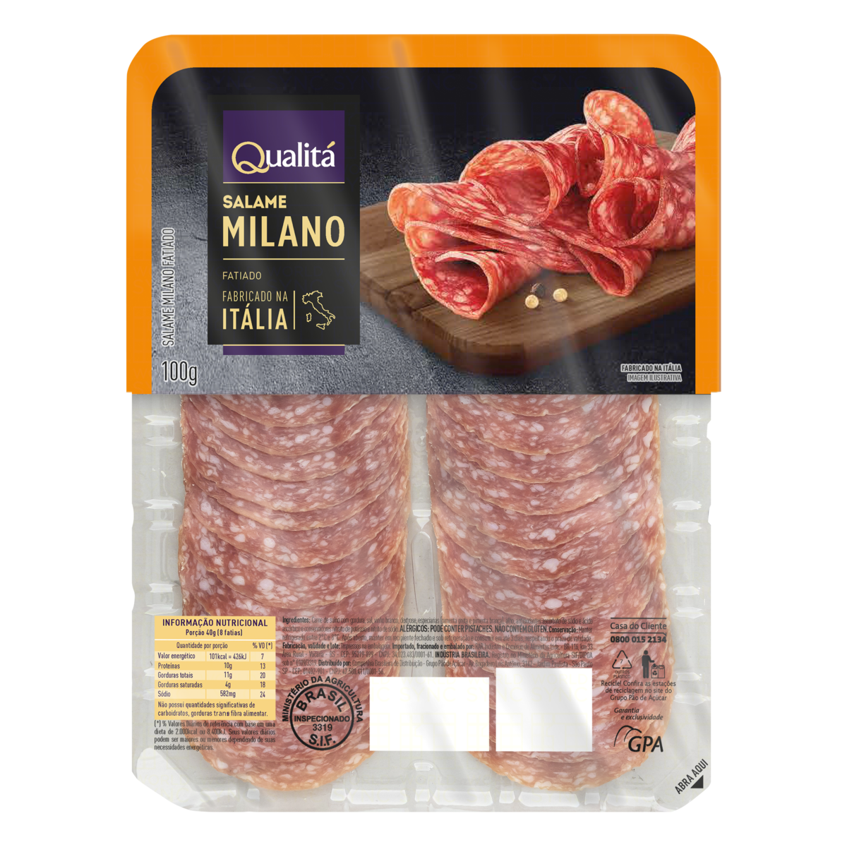 Salame Milano Fatiado Qualitá 100g