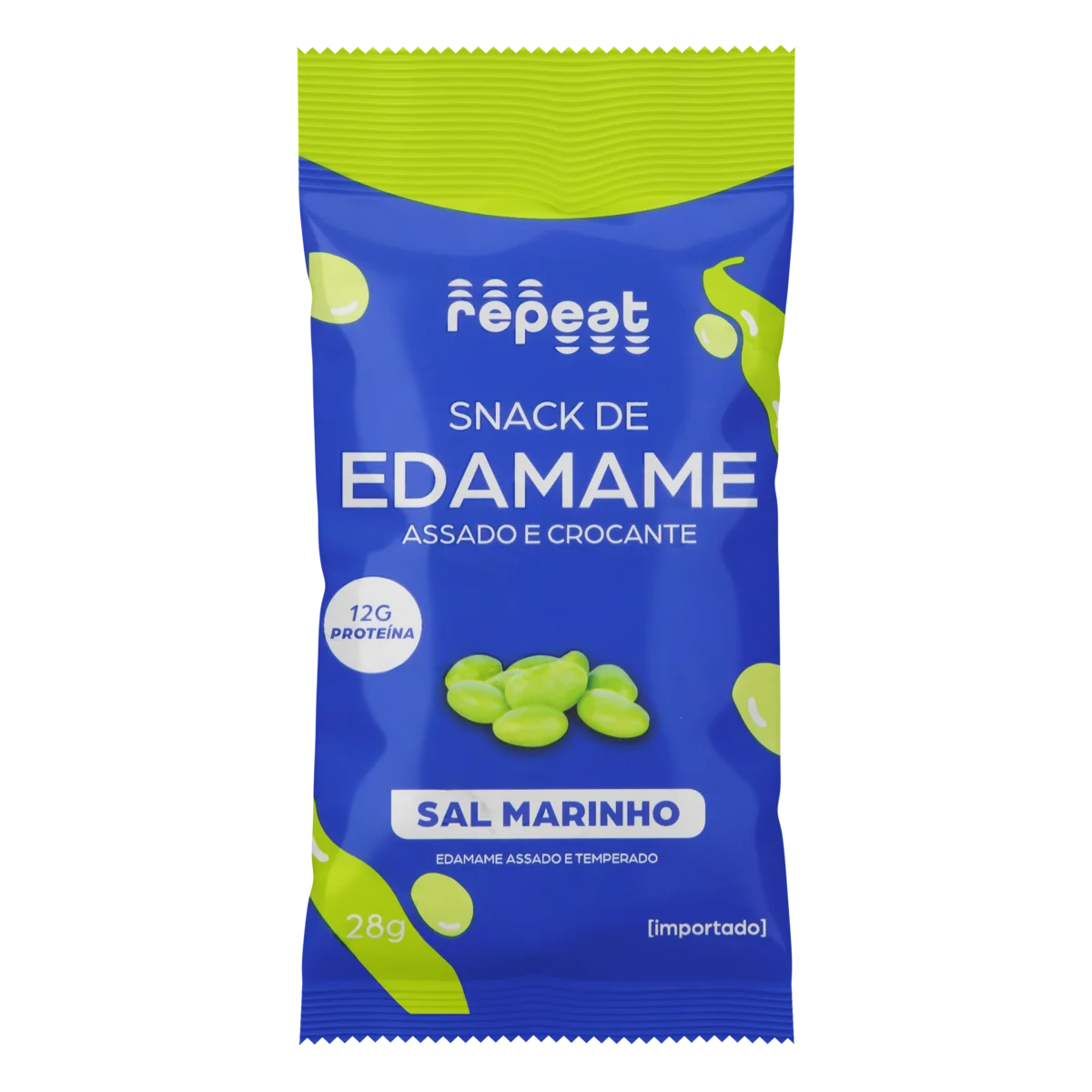 Snack de Edamame Assado Crocante Sal Marinho Repeat Pacote 28g