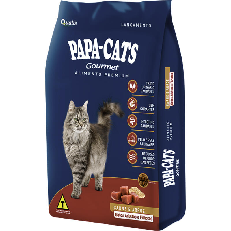 Alimento para Gatos Papa-Cats Carne e Arroz 1kg