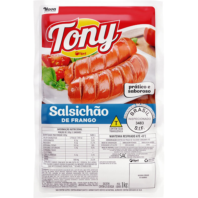 Salsichão de Frango Tony Resfriado 1kg