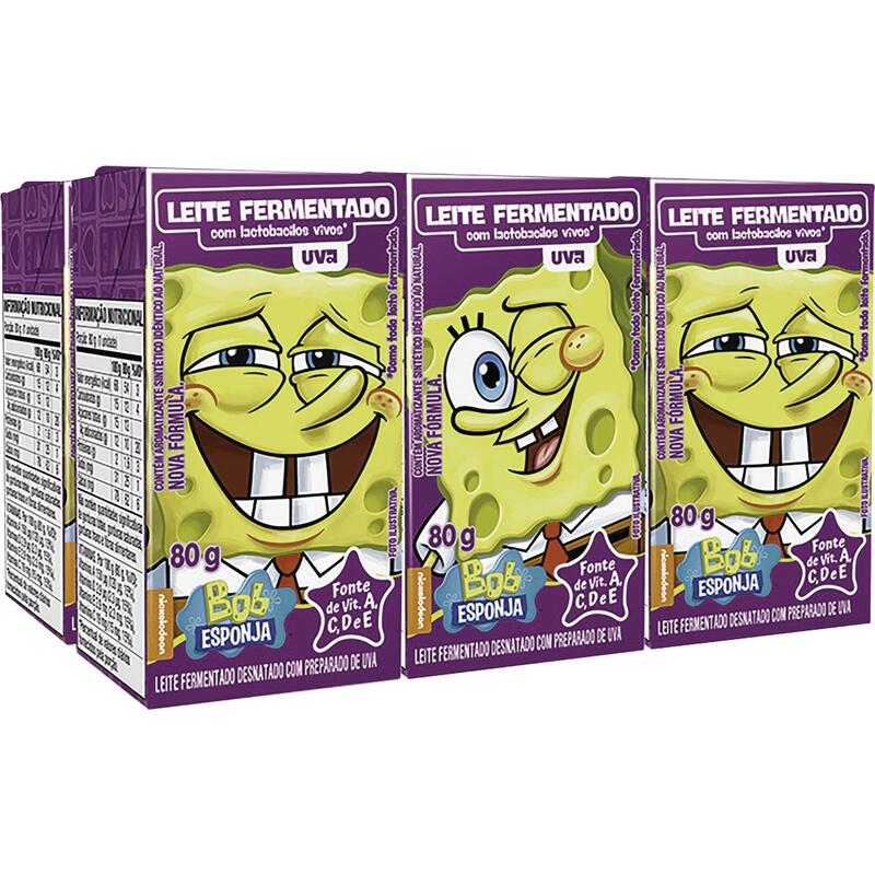 Leite Fermentado Bob Esponja Uva 6x80g