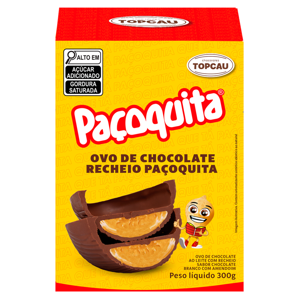 Ovo de Páscoa ao Leite Recheio Paçoquita Topcau 300g