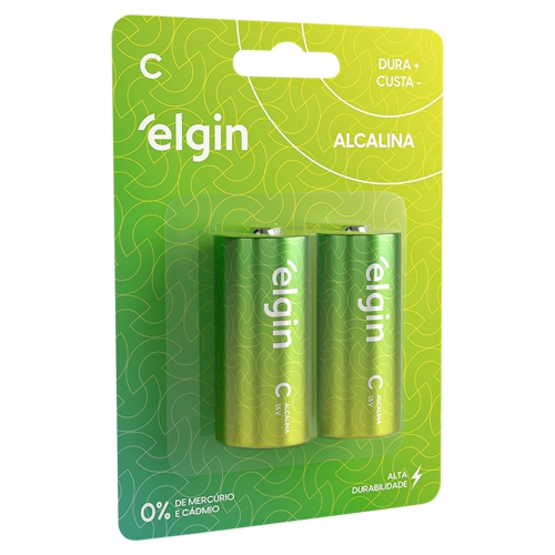 Pilha Elgin Alcalina C Energy 1.5v Com 2 Unidades