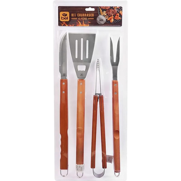 Conjunto para Churrasco Bel 4 Peças - Inox - Grande - Ref. 256800