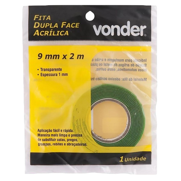 Fita Dupla-face Vonder Tam. 9mm x 2m - Acrílica - Ref. 1055009002