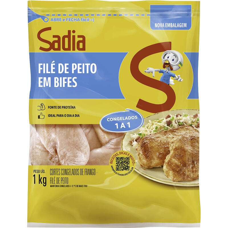 Filé de Peito de Frango Sadia Congelado Bifes 1kg