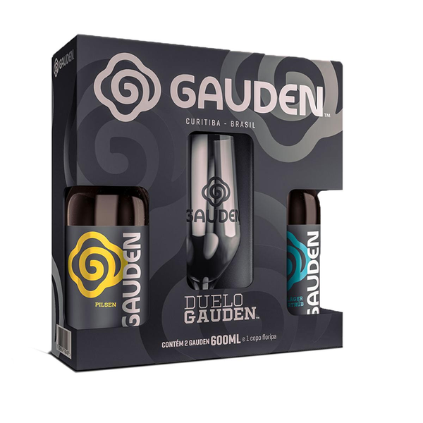 Kit Cerveja Brasileira GAUDEN mais Taça com 2 Garrafas 600ml