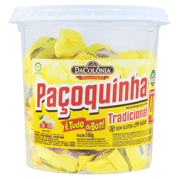 Paçoca Rolha DaColônia 560g - Tradicional - Pote
