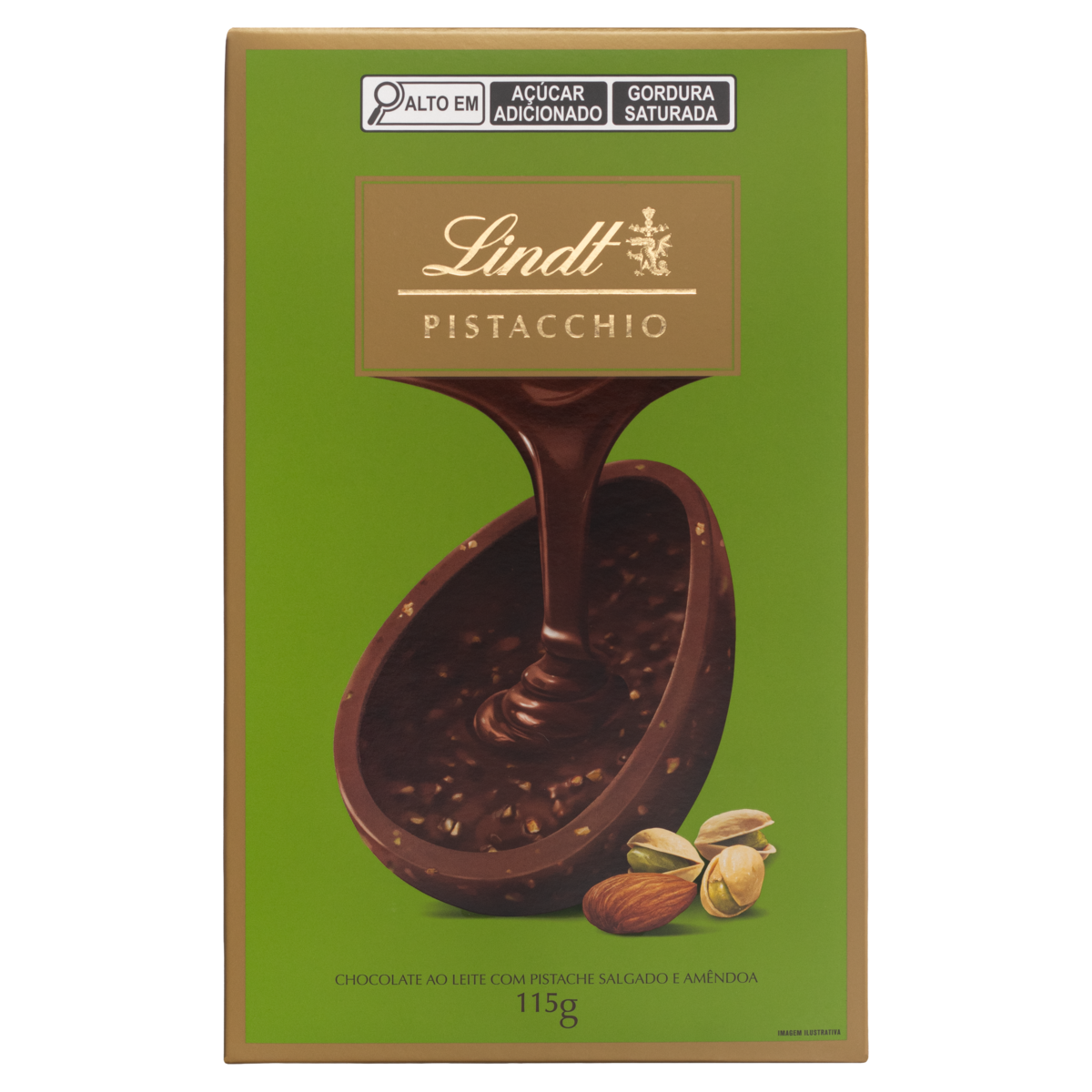 Ovo de Páscoa ao Leite com Pistache Salgado e Amêndoa Lindt Pistacchio Caixa 115g