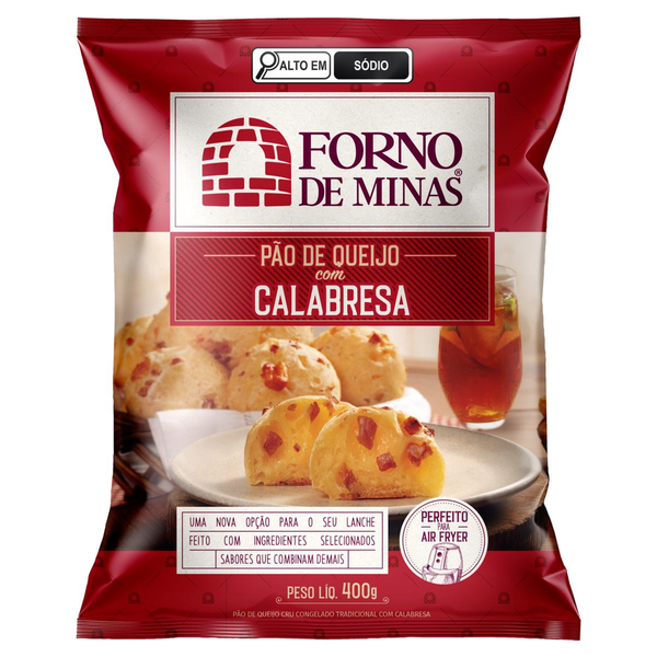Pão de Queijo FORNO DE MINAS Com Calabresa Congelado 400g