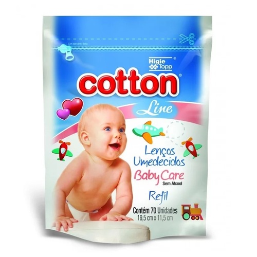 Lenços Umedecidos Cotton Refil Kids Com 70 Unids