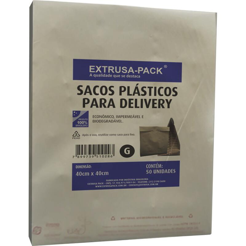 Saco Biodegradável para Delivery Extrusa-Pack G 50 un