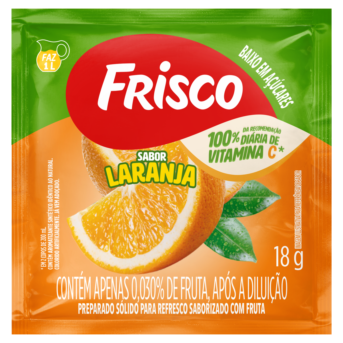 Refresco em Pó Laranja Frisco Pacote 18g