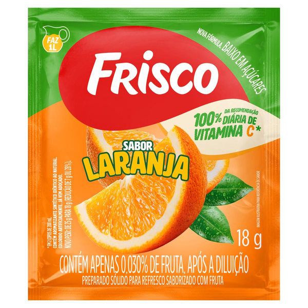 Refresco em Pó Laranja Frisco Pacote 18g