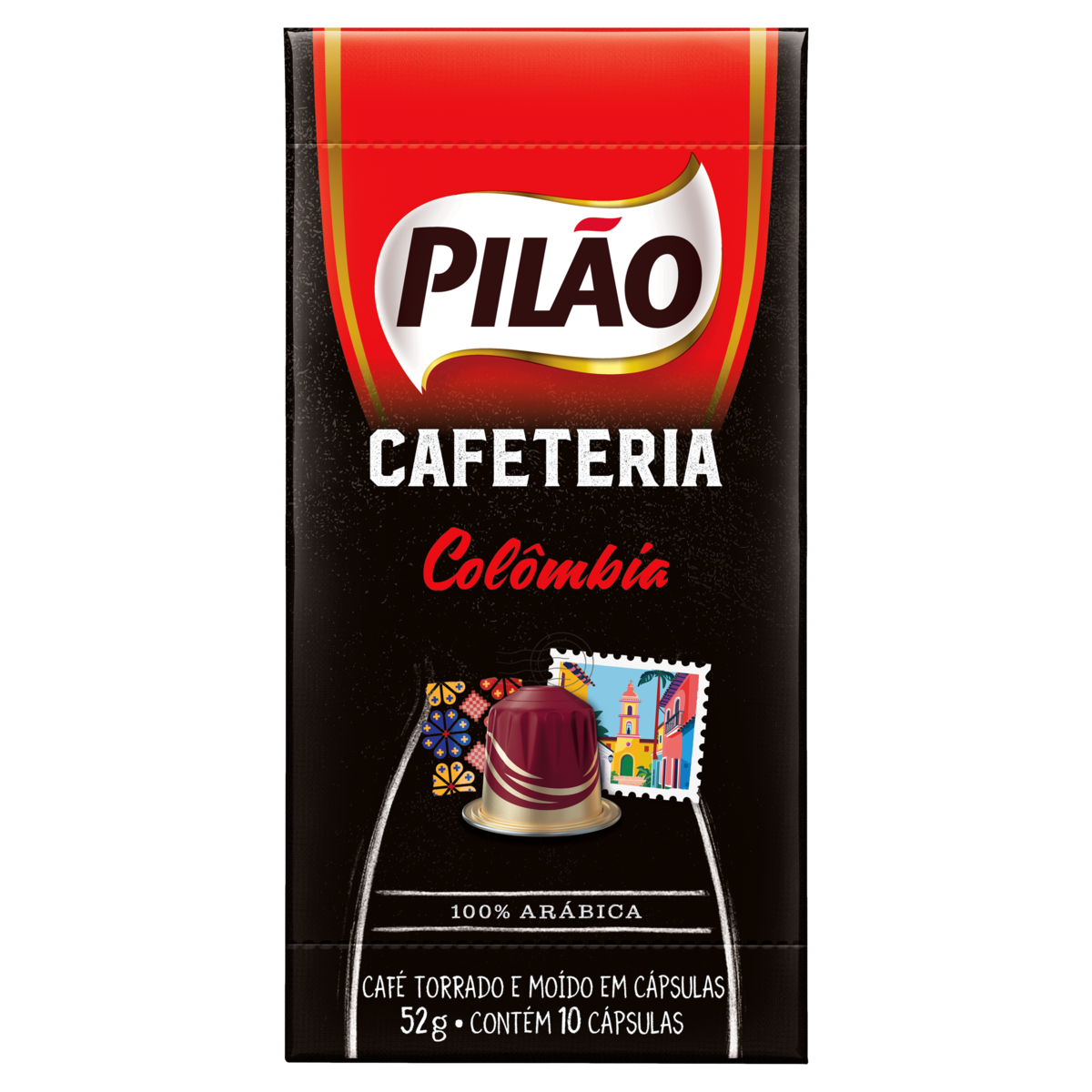 Café em Cápsula Torrado e Moído Pilão Cafeteria Colômbia Caixa 52g 10 Unidades