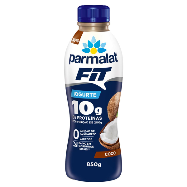Iogurte PARMALAT Fit Coco 10g de Proteínas Sem Açúcares e Lactose 850g