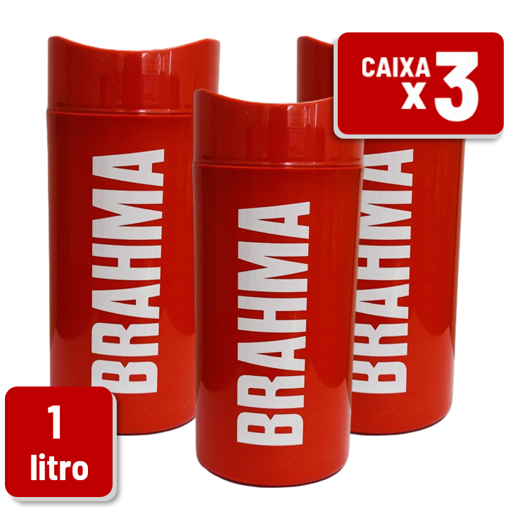 Cervegela Brahma Plástico Vermelho 1 Un Para Garrafa 1L Caixa c/ 3 un
