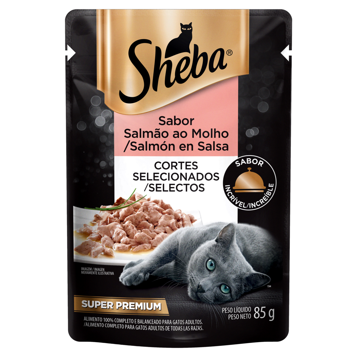 Alimento Sheba Para Gatos Adulto Salmão Ao Molho Sachê 85g