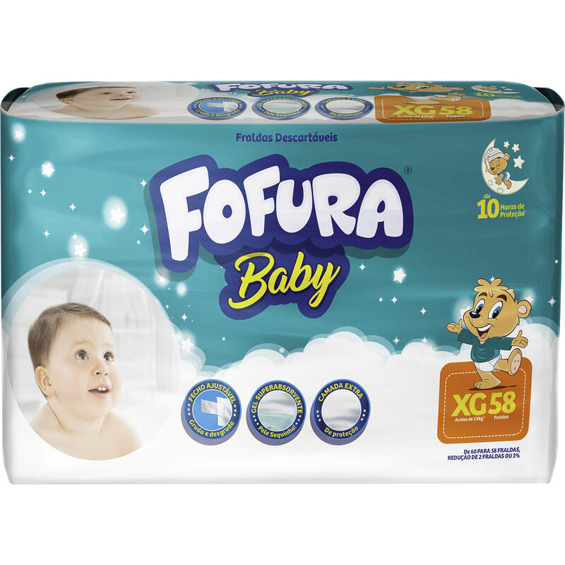 Fralda Descartável Fofura Baby Hiper XG 58 un
