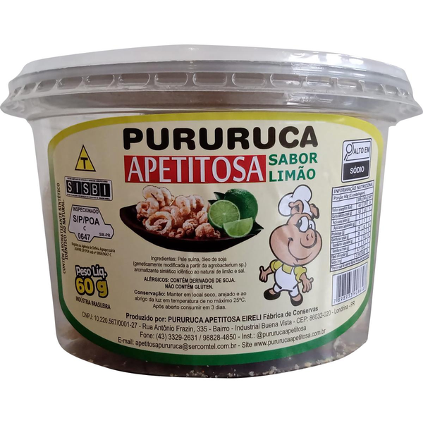 Pururuca Apetitosa 60g - Limão - Pote