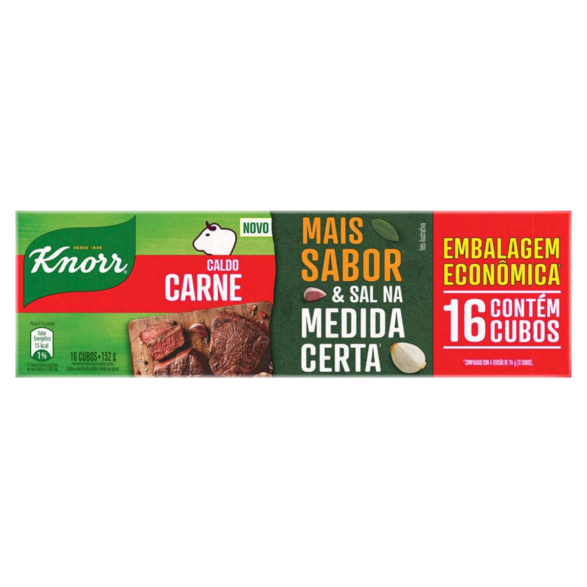 Caldo Tablete Carne Knorr Mais Sabor Caixa 152g 16 Unidades Embalagem Econômica