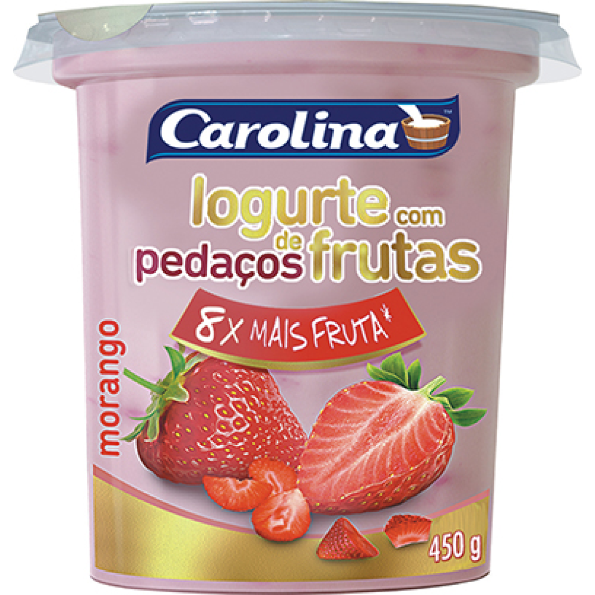 Iogurte Pedaços Morango Carolina 450g