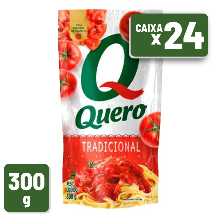 Molho de Tomate Quero Tradicional Sachê 300g Caixa c/ 24 un
