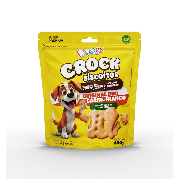 Biscoito Doogs 400g - Crock - Carne e Frango