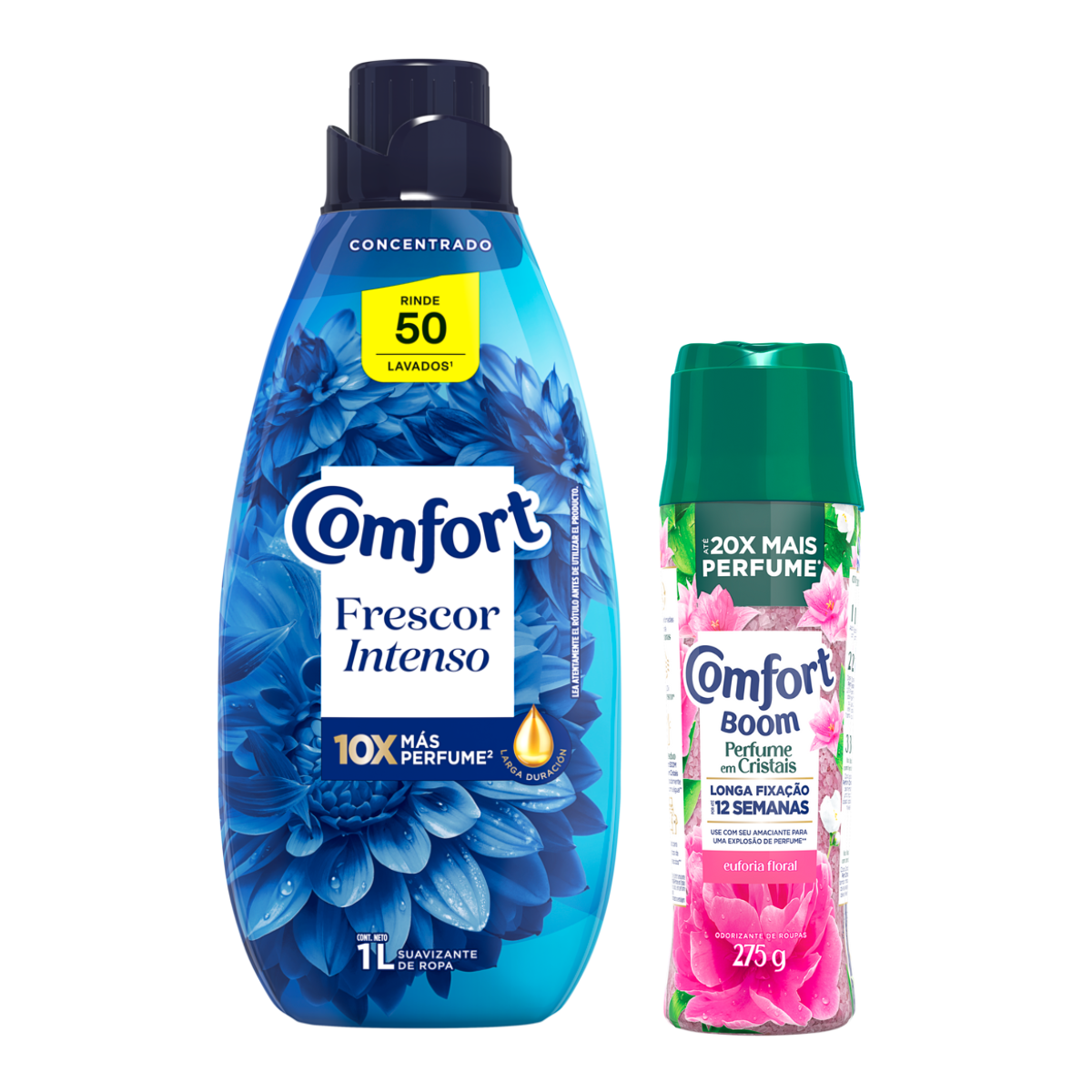 Amaciante Comfort Frescor Intenso 1L+ Perfume Para Roupas Comfort Boom Euforia Loral 275G