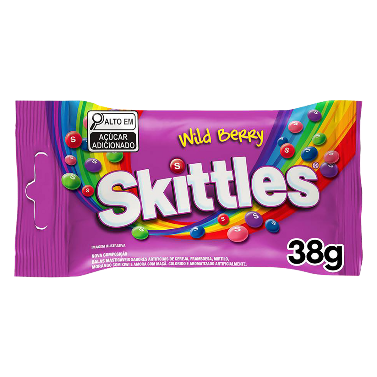Bala Wild Berry Skittles Pacote 38g