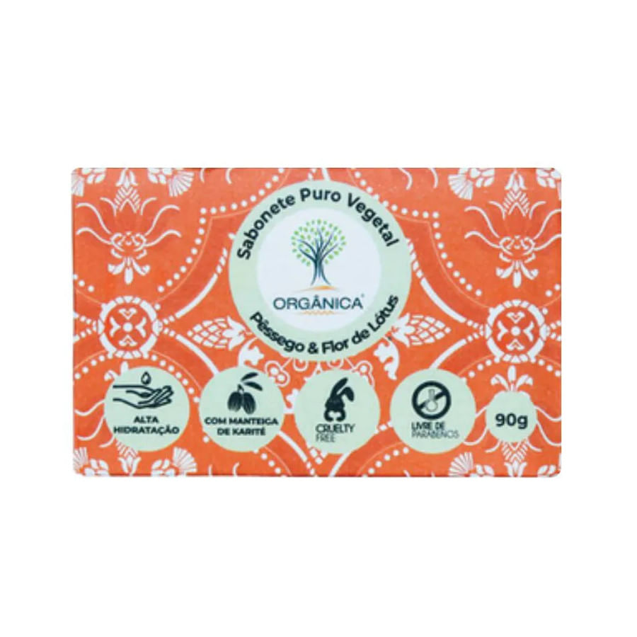 Sabonete Puro Vegetal ORGÂNICA Pêssego & Flor de Lótus 90g