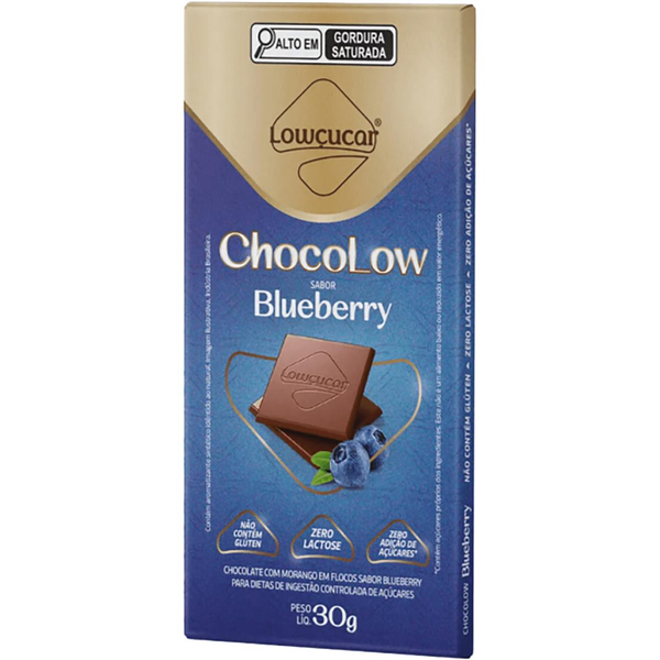 Chocolate Lowçucar 30g - Chocolow - Zero Açúcar - Blueberry