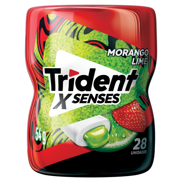Chiclete Trident XSenses Morango Lime Sem Açúcar Garrafa 54g