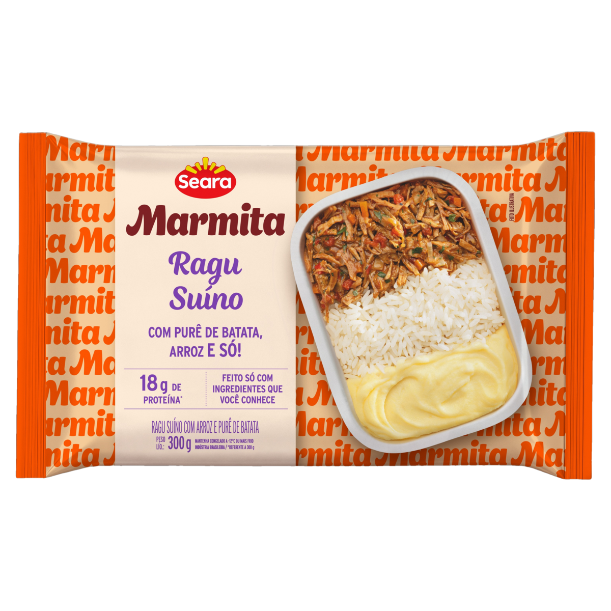 Marmita Ragu Suíno com Arroz e Purê de Batata Seara Pacote 300g