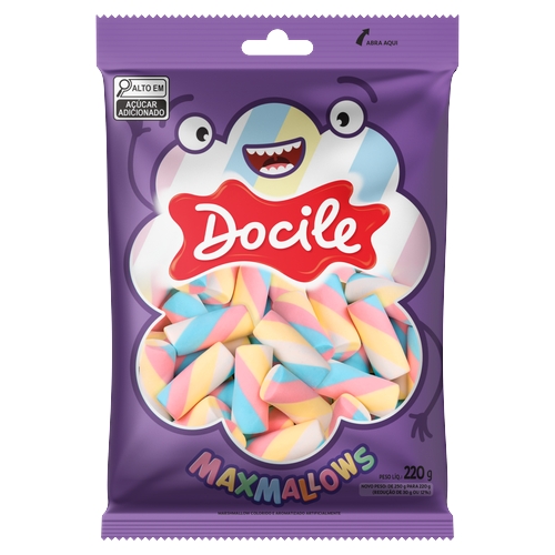 Marshmallow Docile Maxmallows Tubo Torção 220g