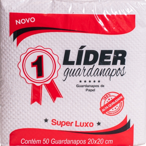 Guardanapo Líder Super Luxo 20x20cm Folha Simples Com 50 Unidades