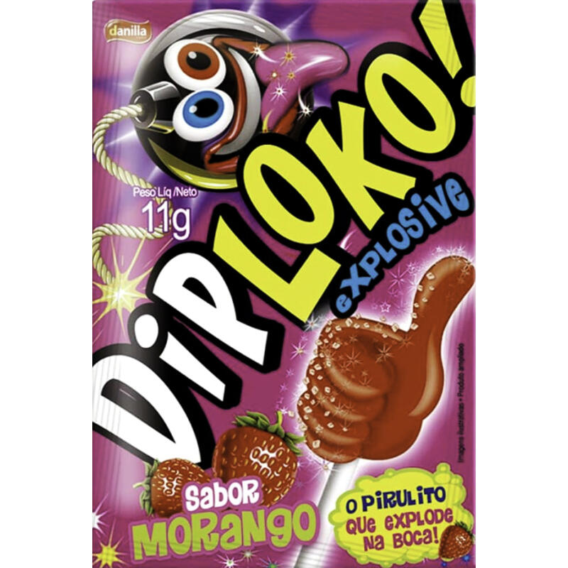 Pirulito Explosivo Dip Loko Morango 11g