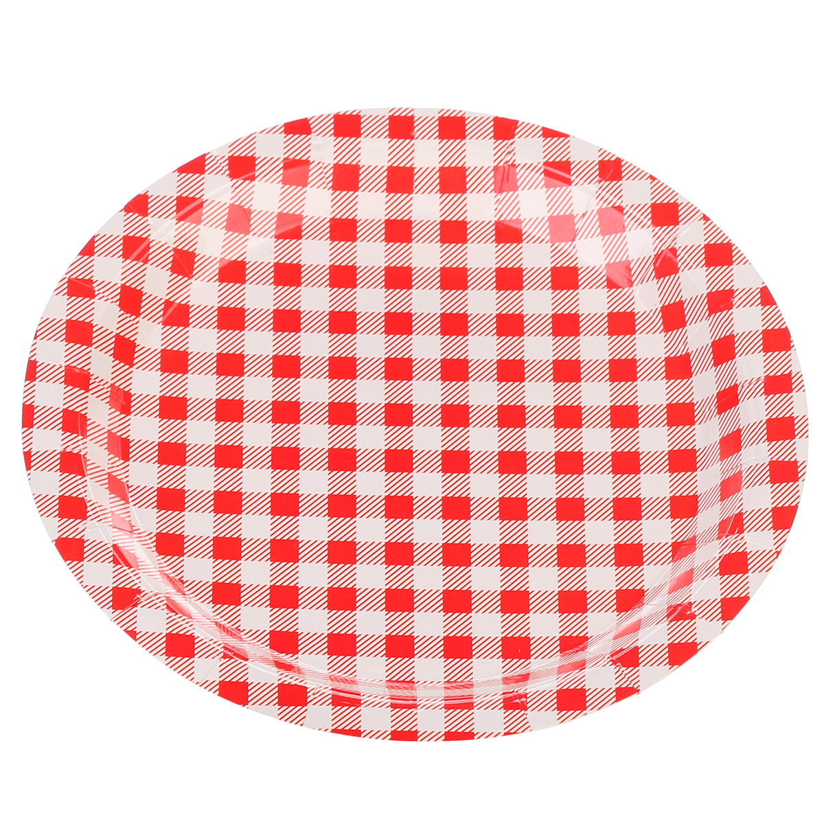 Prato de Papel Xadrez Vermelho 18cm ¿ Pacote com 10 Unidades
