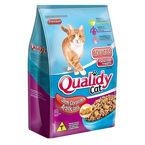 Alimento para Gatos Adultos Carne com Nuggets Qualidy Pacote 1kg