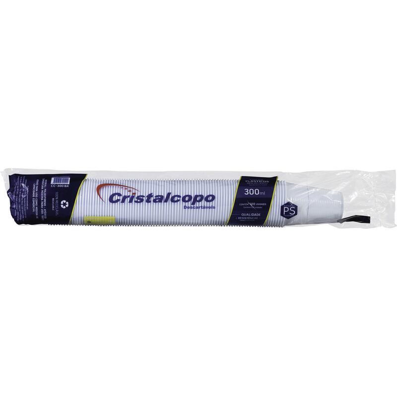 Copo Plástico Desc Cristalcopo ABNT 300ml Branco 100un