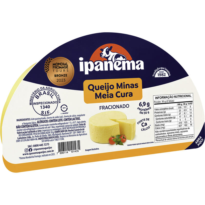 Queijo Minas Ipanema Meia Cura Preço por quilo na peça