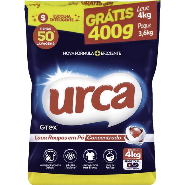 Lava Roupas em Pó Urca LEVE 4kg PAGUE 3,6kg