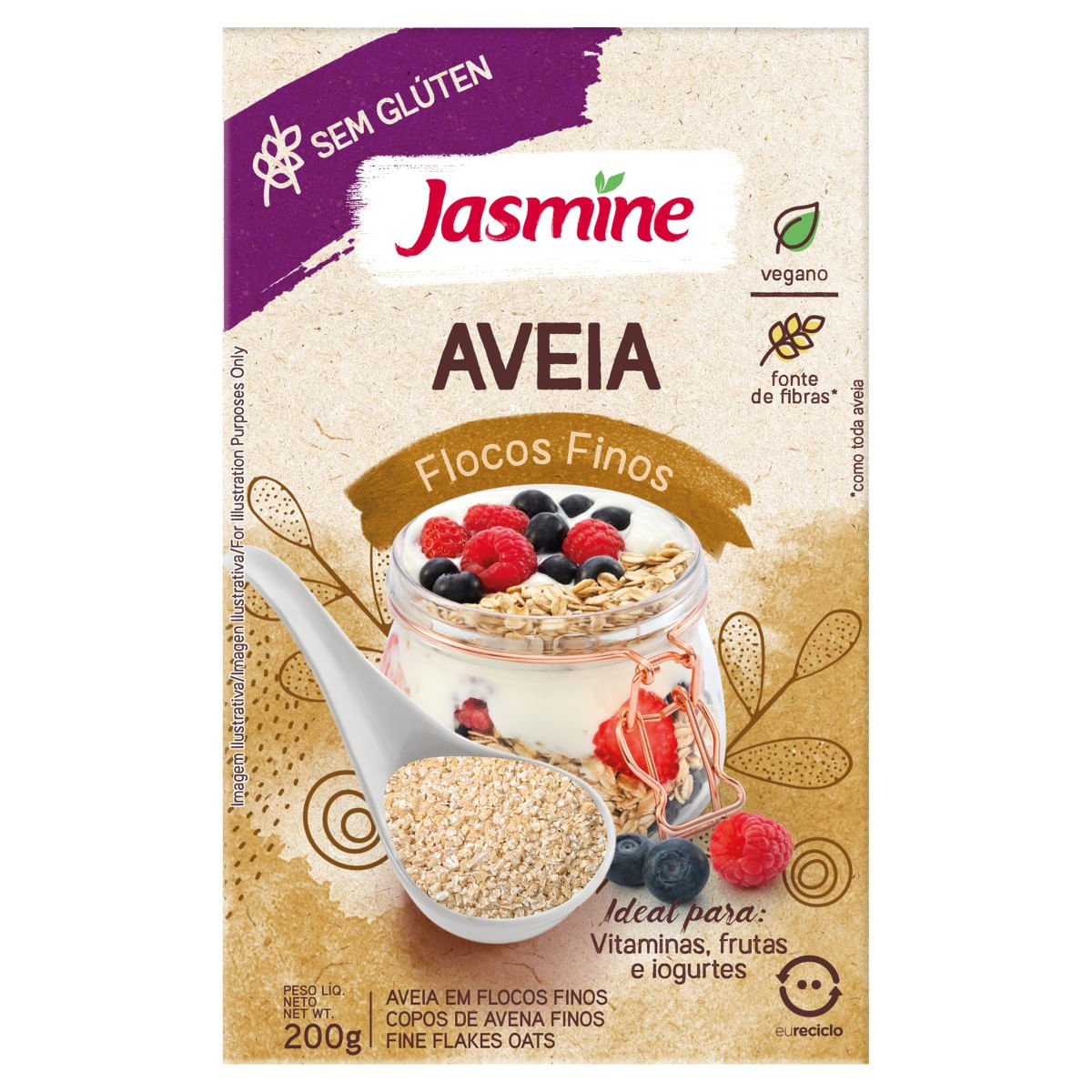 Aveia JASMINE Suply Flocos Finos sem Glúten Caixa 200g