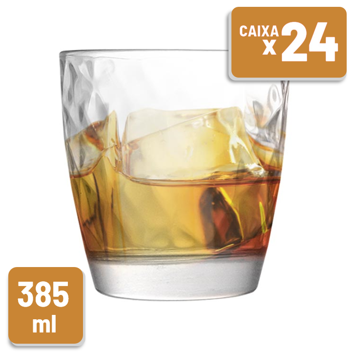Copo Rocks Window Vidro 385ml Caixa c/ 24 Un