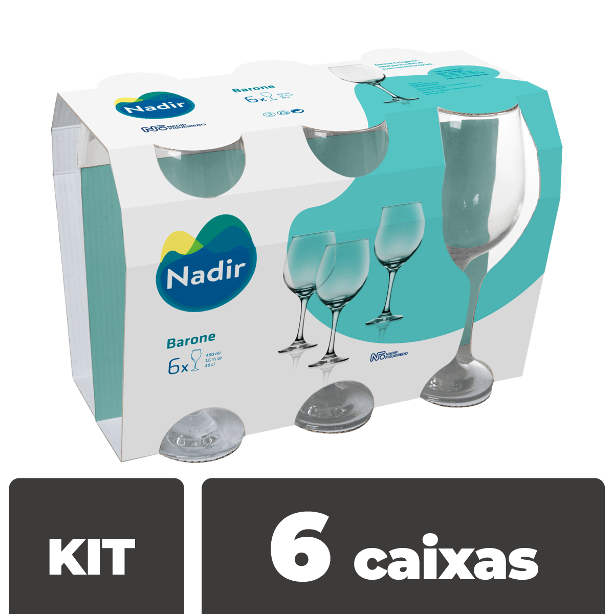 Kit com 6 caixas Taças 490 ml