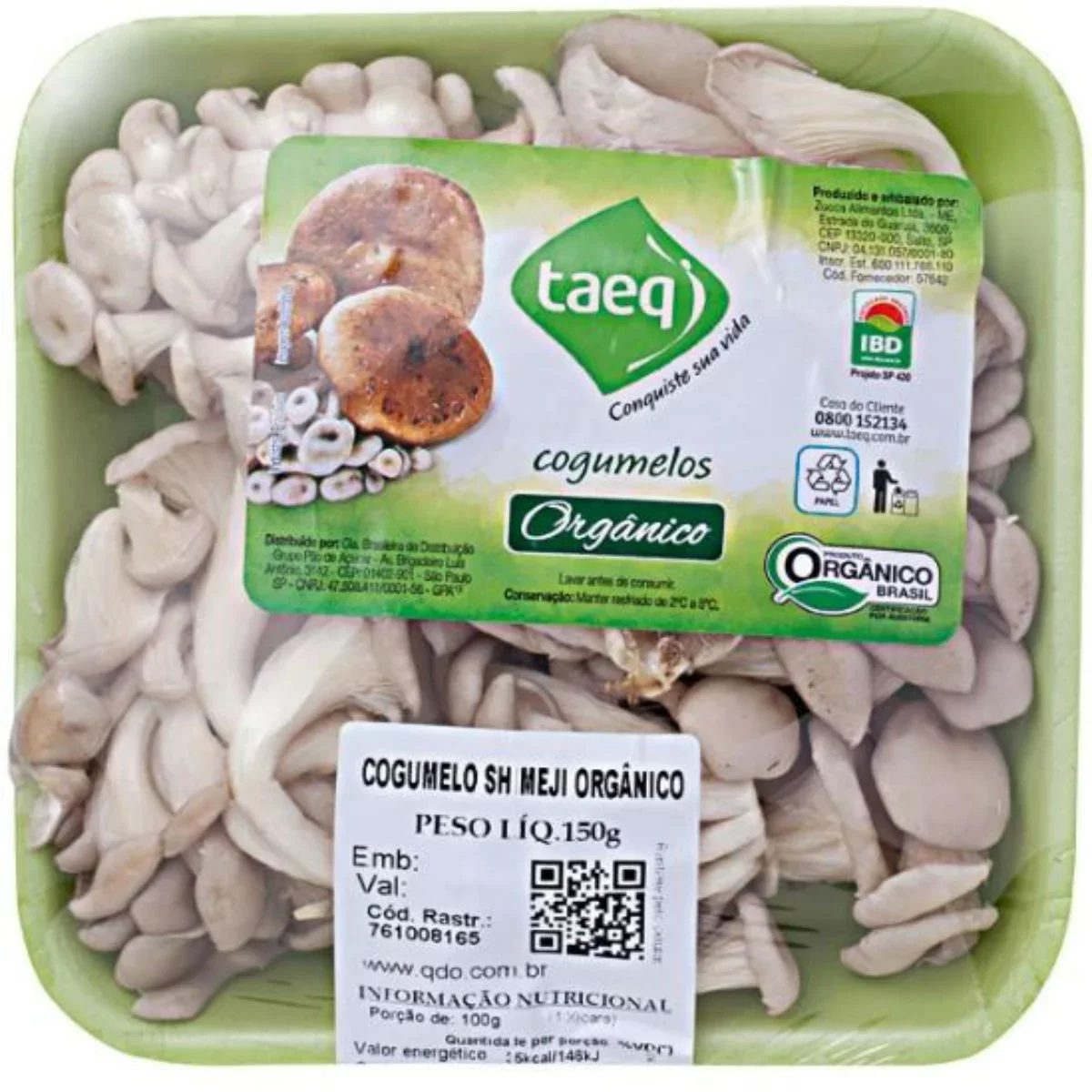 Cogumelo Shimeji Branco Orgânico TAEQ Bandeja 150g