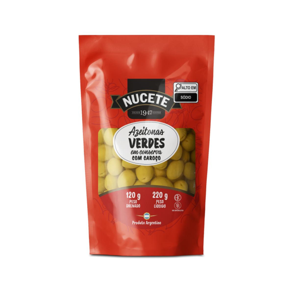 Azeitona Verde Nucete 120g - Com Caroço - Sachê